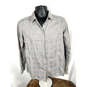 Uniqlo Flannel Button-Up Shirt Gray Plaid Men’s Medium